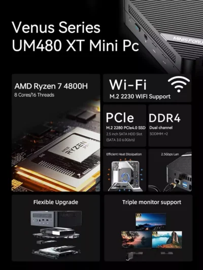 MiniPC MINISFORUM UM480 XT Ryzen 7 4800H 8 núcleos/16 hilos - Image 6