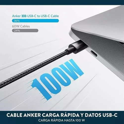 Cable Anker Carga Rapida Y Datos Usb-c A Usb-c 1,8m - 100w - Image 3