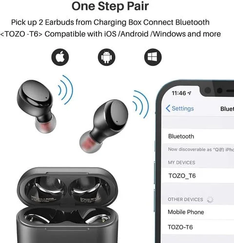 Tozo T6 True Wireless Earbuds Bluetooth Control Táctil Ipx8 - Image 2