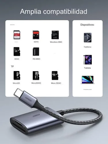 Lector De Tarjetas Usb Tipo C Adaptador 2 En 1 Tf Sd - Image 2