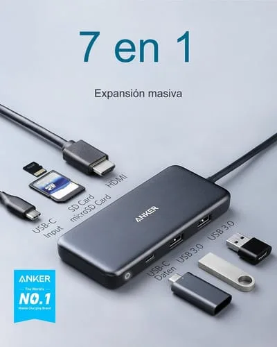 Adaptador Multipuerto Hub Usb Tipo C Anker 7 En 1 Pd 100w - Image 5