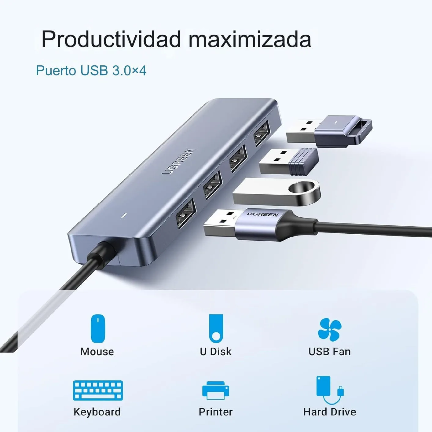 Hub Usb C De 4 Puertos Usb 3.0 Con Carga Micro Usb 5v Ugreen - Image 8