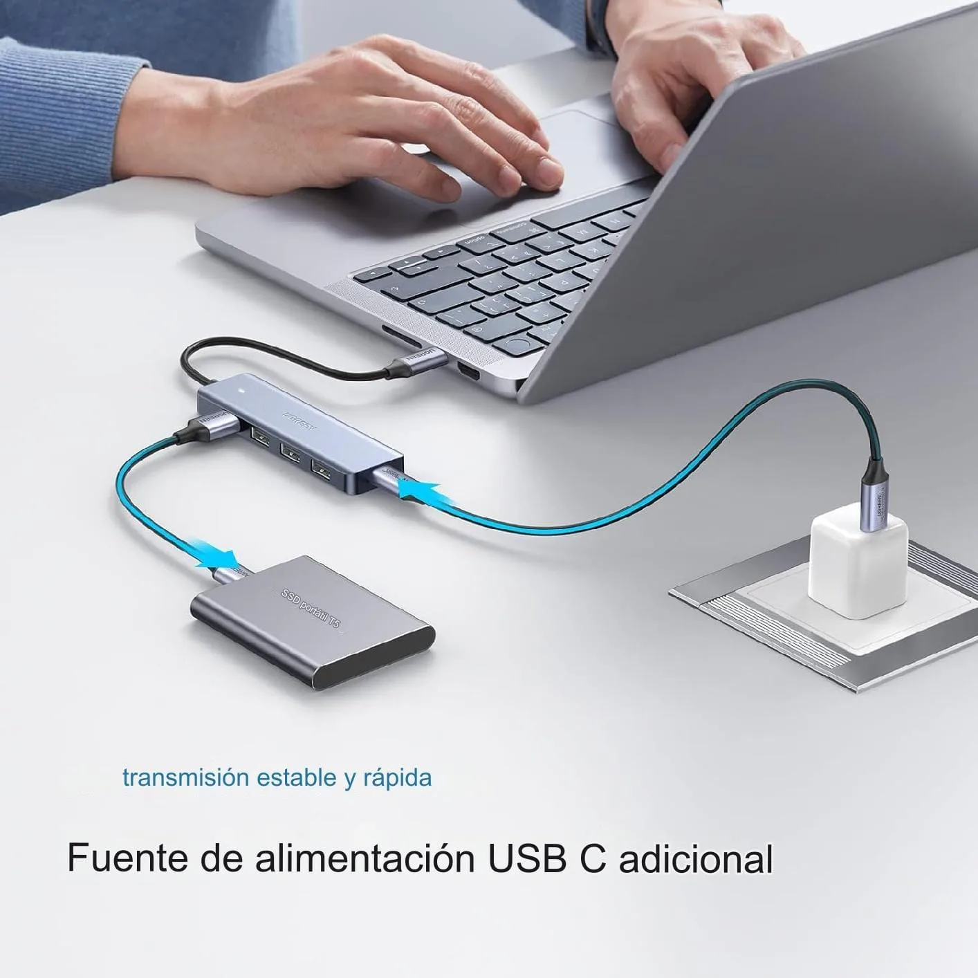 Hub Usb C De 4 Puertos Usb 3.0 Con Carga Micro Usb 5v Ugreen - Image 6