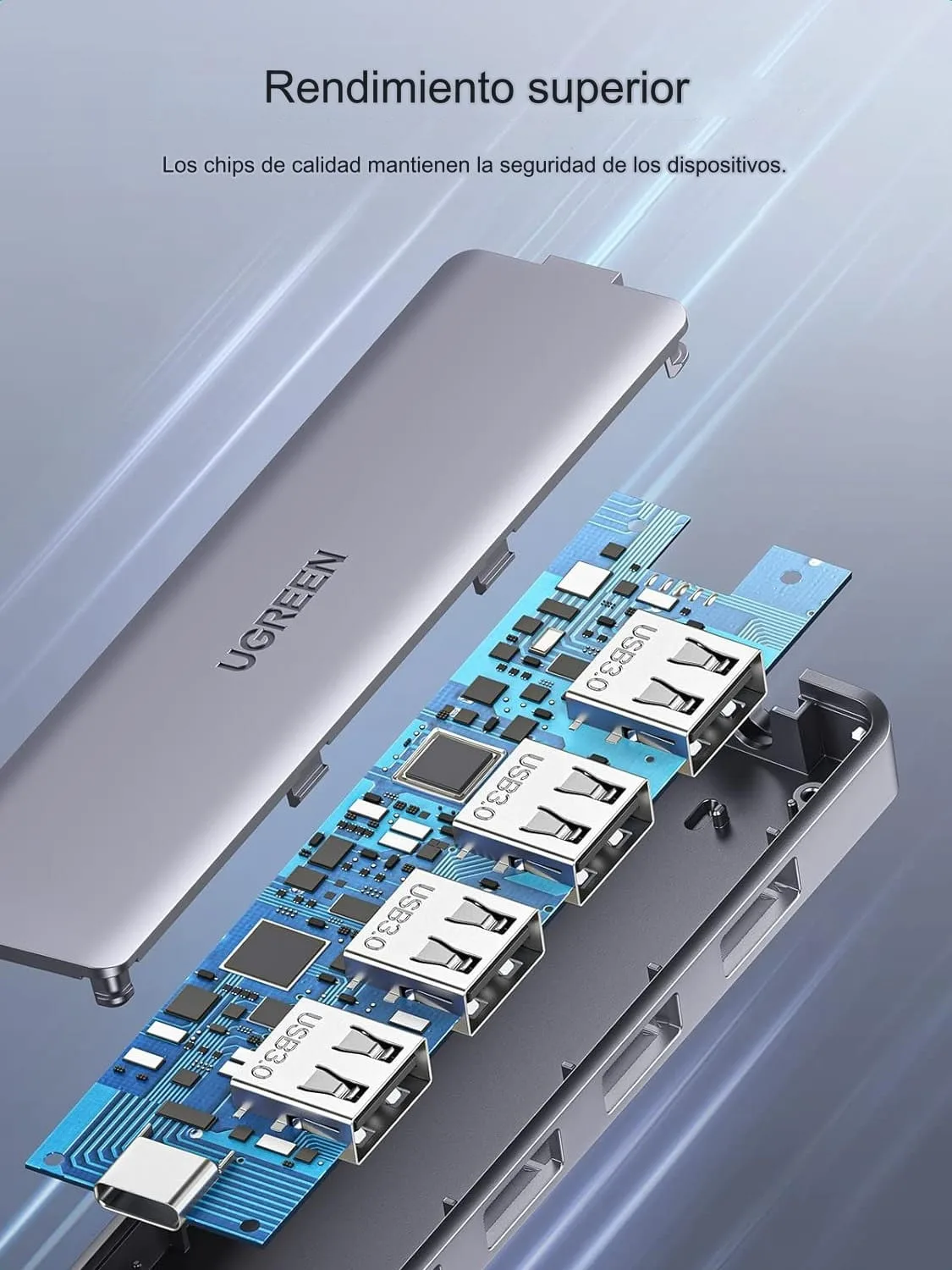 Hub Usb C De 4 Puertos Usb 3.0 Con Carga Micro Usb 5v Ugreen - Image 2
