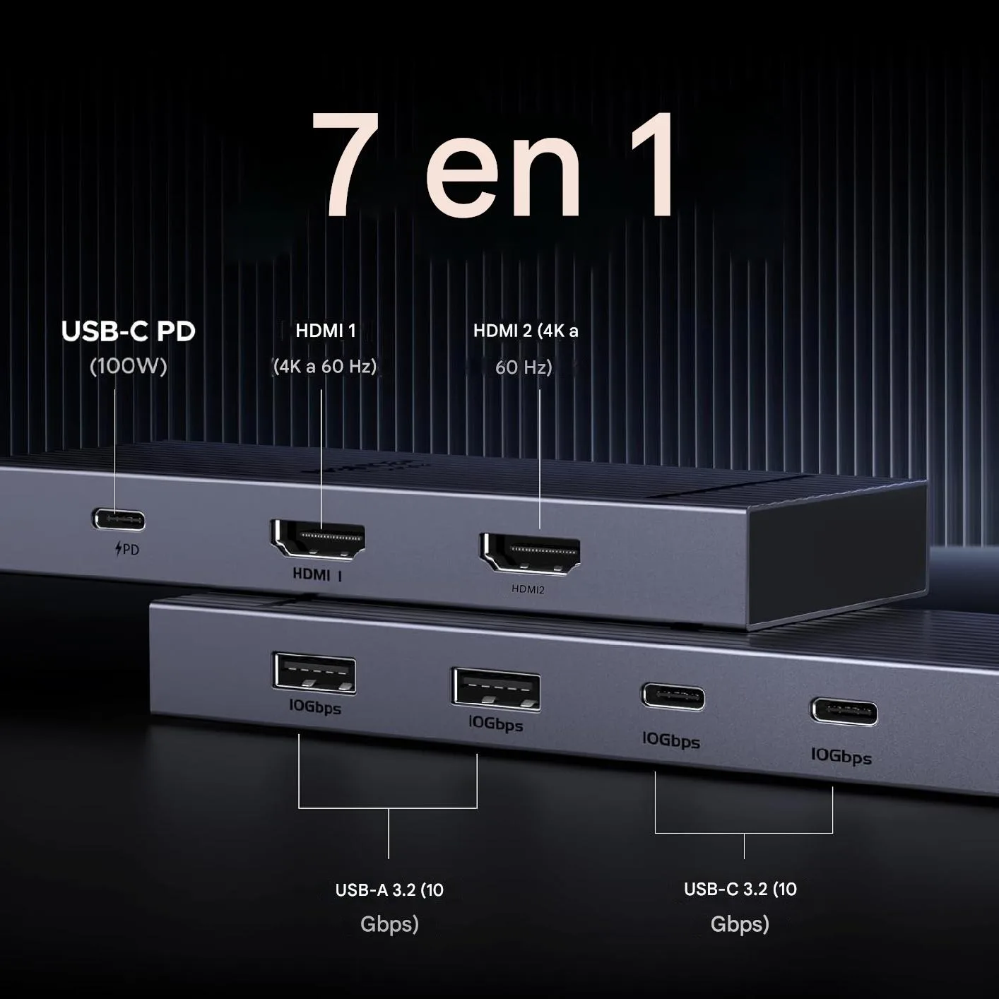 Asombroso Hub Adaptador Revodok Pro Ugreen 7 En 1 Hdmi 4k Dual Usb 3.2 - Image 5